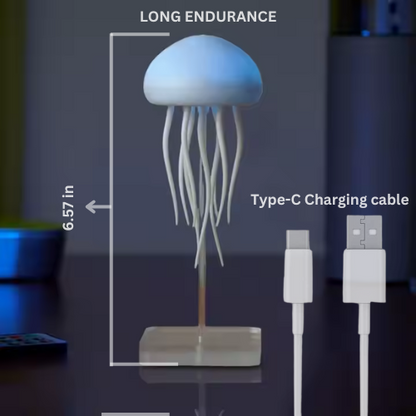 RGB Gradient Jellyfish Bedside Lamp Rechargeable Desk Lamp with Dancing Legs and Touch Sensor Voice Control